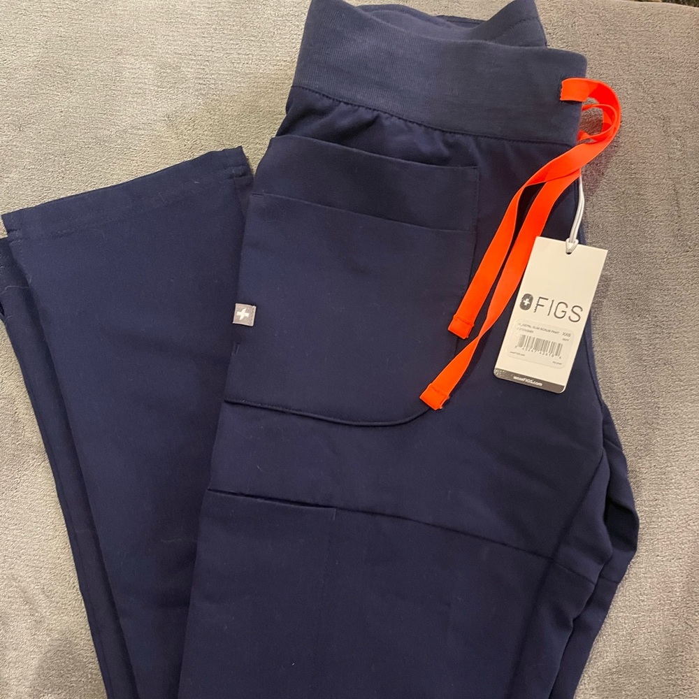 Figs Navy Blue Pants with Orange Accents